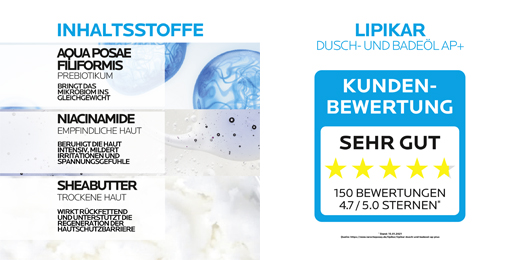 ROCHE-POSAY Olio per doccia e bagno Lipikar AP+, 750 ml