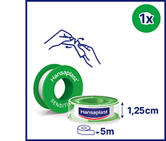 HANSAPLAST Cerotto di fissaggio sensibile 1,25 cm x 5 m, 1 pz