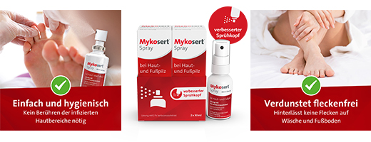 MYKOSERT Spray per funghi della pelle e dei piedi, 30 ml