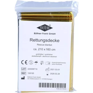 RETTUNGSDECKE KFZ 160x210 cm oro/argento, 1 pezzo RETTUNGSDECKE KFZ 160x210 cm oro/argento, 1 pezzo