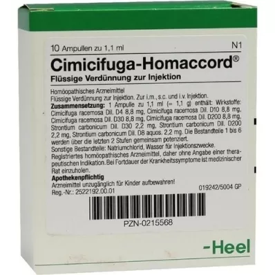 CIMICIFUGA HOMACCORD Fiale, 10 pz