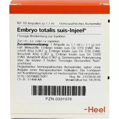 EMBRYO totalis suis Injeel fiale, 10 pz