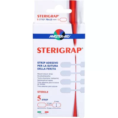 STERIGRAP Strisce di sutura per ferita 13x70 mm a forma di osso, 5 pezzi