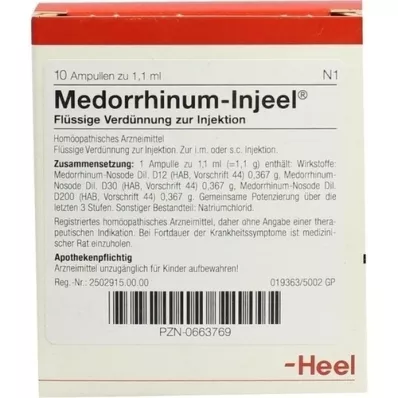 MEDORRHINUM Fiale Injeel, 10 pz