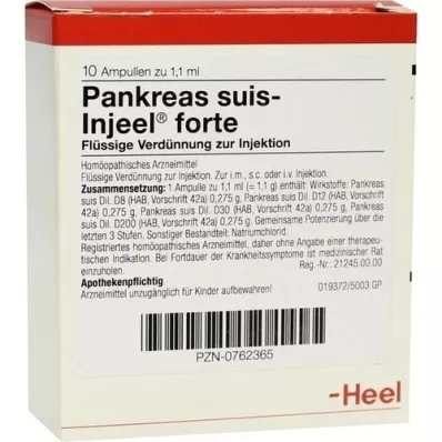 PANKREAS SUIS Fiale Injeel forte, 10 pz