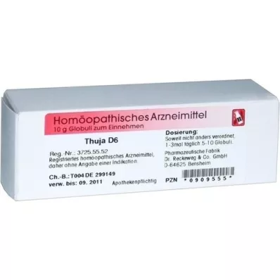THUJA D 6 globuli, 10 g THUJA D 6 globuli, 10 g
