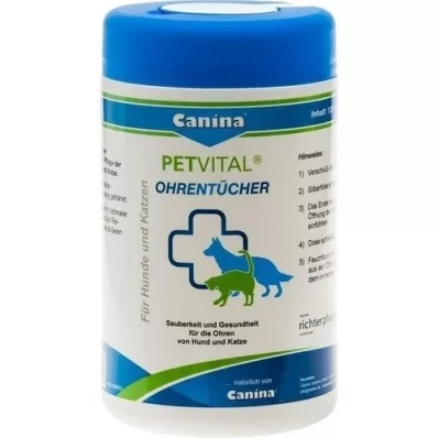 PETVITAL Salviette umidificate per orecchie veterinarie, 120 pezzi