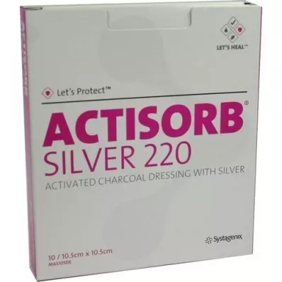 ACTISORB 220 Compresse sterili Argento 10,5x10,5 cm, 10 pz ACTISORB 220 Compresse sterili Argento 10,5x10,5 cm, 10 pz