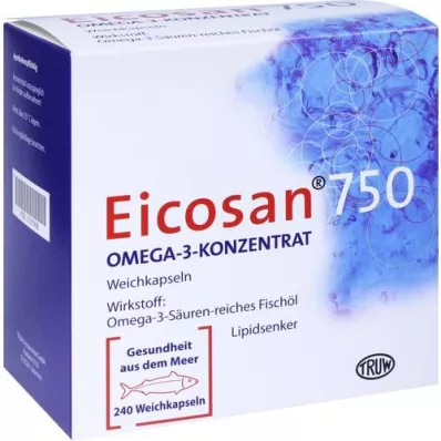 EICOSAN 750 capsule molli concentrate di Omega-3, 240 pz