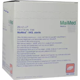 VLIES-SCHLITZKOMPRESSEN 7,5x7,5 cm sterile 6 volte, 25X2 pz