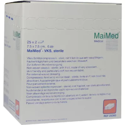VLIES-SCHLITZKOMPRESSEN 7,5x7,5 cm sterile 6 volte, 25X2 pz VLIES-SCHLITZKOMPRESSEN 7,5x7,5 cm sterile 6 volte, 25X2 pz