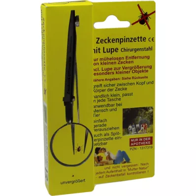 ZECKENPINZETTE Acciaio chirurgico con lente dingrandimento, 1 pezzo ZECKENPINZETTE Acciaio chirurgico con lente dingrandimento, 1 pezzo