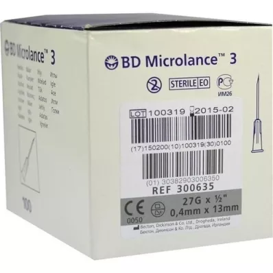 BD MICROLANCE 3 cannule speciali 27 G 1/2 0,4x13 mm, 100 pezzi BD MICROLANCE 3 cannule speciali 27 G 1/2 0,4x13 mm, 100 pezzi