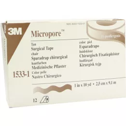 MICROPORE Patch in pile 2,5 cmx9,1 m pelle 1533-1, 12 pz
