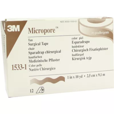 MICROPORE Patch in pile 2,5 cmx9,1 m pelle 1533-1, 12 pz MICROPORE Patch in pile 2,5 cmx9,1 m pelle 1533-1, 12 pz