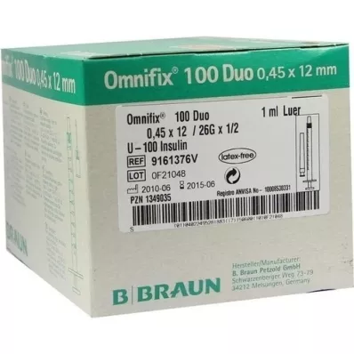 OMNIFIX Duo 100 siringhe da insulina 1 ml, 100X1 ml