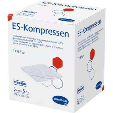 ES-KOMPRESSEN sterile 5x5 cm 8 volte, 25X2 pz ES-KOMPRESSEN sterile 5x5 cm 8 volte, 25X2 pz