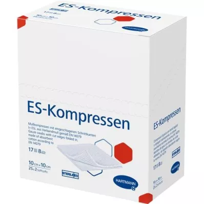 ES-KOMPRESSEN sterile 10x10 cm 8 volte, 25X2 pz