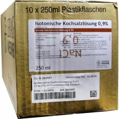 ISOTONISCHE Soluzione salina 0,9% plastica inf. soluzione, 10X250 ml ISOTONISCHE Soluzione salina 0,9% plastica inf. soluzione, 10X250 ml
