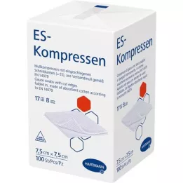 ES-KOMPRESSEN non sterile 7,5x7,5 cm 8 volte, 100 pezzi