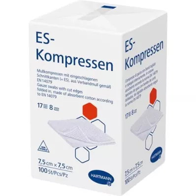 ES-KOMPRESSEN non sterile 7,5x7,5 cm 8 volte, 100 pezzi