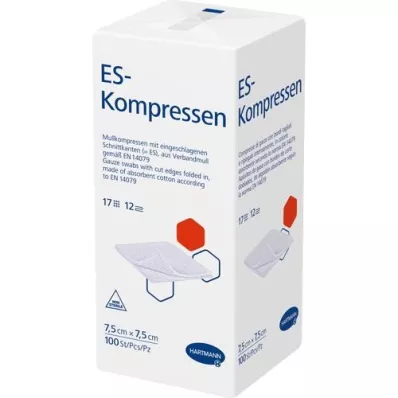 ES-KOMPRESSEN non sterile 7,5x7,5 cm 12 volte, 100 pz