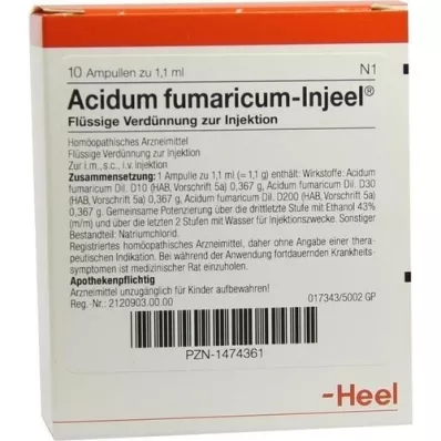 ACIDUM FUMARICUM INJEEL Fiale, 10 pz