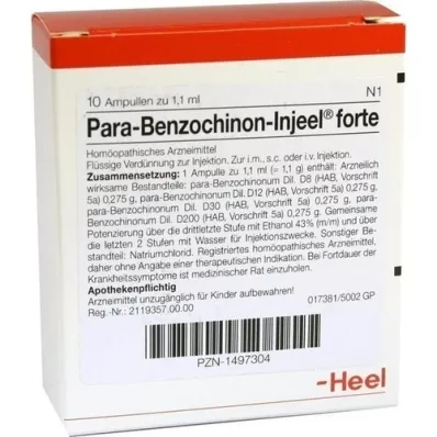 PARA BENZOCHINON Fiale Injeel forte, 10 pz PARA BENZOCHINON Fiale Injeel forte, 10 pz