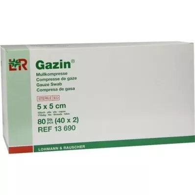 GAZIN Garza comp.5x5 cm sterile 12 pieghe, 40x2 pezzi GAZIN Garza comp.5x5 cm sterile 12 pieghe, 40x2 pezzi