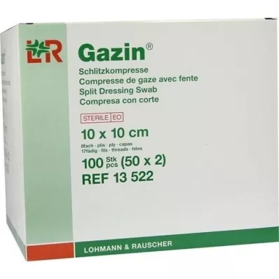 GAZIN Compresse fessurate 10x10 cm sterili 8 volte, 50x2 pezzi