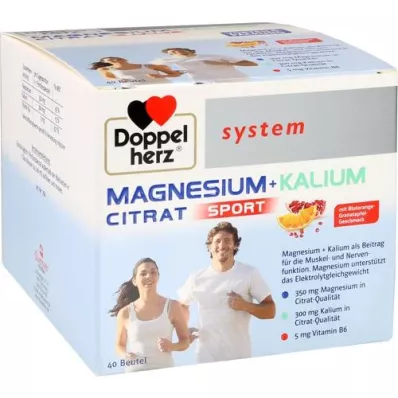 DOPPELHERZ Sistema citrato di magnesio + potassio granulato, 40 pezzi DOPPELHERZ Sistema citrato di magnesio + potassio granulato, 40 pezzi