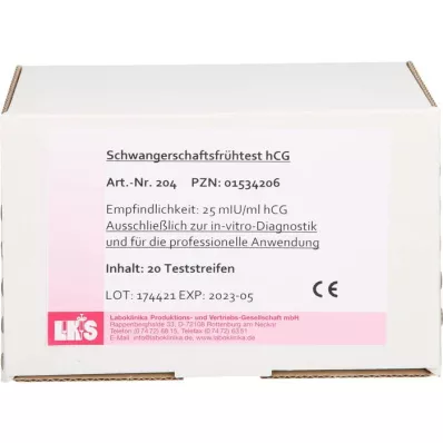 SCHWANGERSCHAFTS-FRÜHTEST Strisce reattive hCG urina, 20 pz