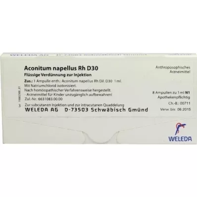 ACONITUM NAPELLUS Rh D 30 fiale, 8X1 ml ACONITUM NAPELLUS Rh D 30 fiale, 8X1 ml