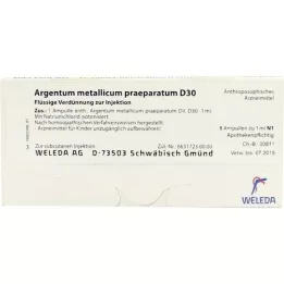 ARGENTUM METALLICUM praeparatum D 30 fiale, 8 pz