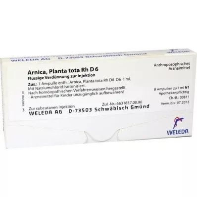 ARNICA PLANTA totale Rh D 6 fiale, 8X1 ml ARNICA PLANTA totale Rh D 6 fiale, 8X1 ml
