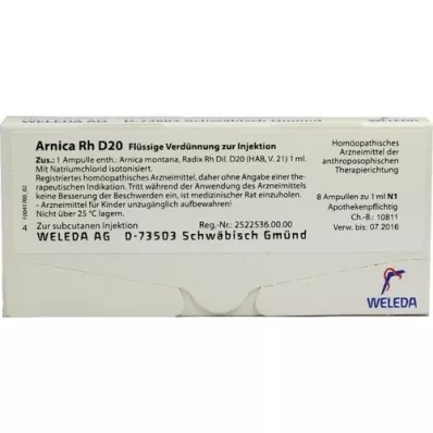ARNICA RH D 20 fiale, 8X1 ml ARNICA RH D 20 fiale, 8X1 ml