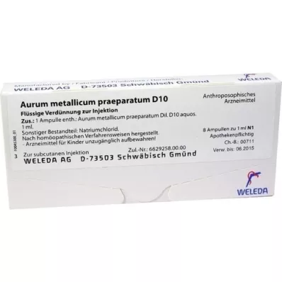 AURUM METALLICUM PRAEPARATUM D 10 fiale, 8 pz