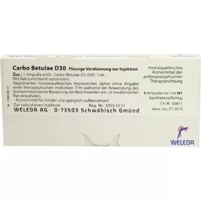 CARBO BETULAE D 30 fiale, 8X1 ml CARBO BETULAE D 30 fiale, 8X1 ml