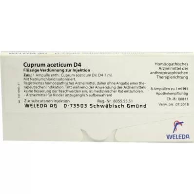 CUPRUM ACETICUM D 4 fiale, 8X1 ml CUPRUM ACETICUM D 4 fiale, 8X1 ml