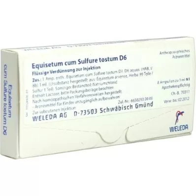 EQUISETUM CUM Zolfo tostum D 6 fiale, 8X1 ml EQUISETUM CUM Zolfo tostum D 6 fiale, 8X1 ml