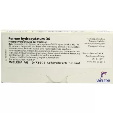 FERRUM HYDROXYDATUM D 6 fiale, 8X1 ml