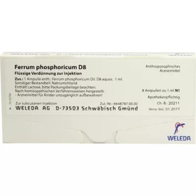 FERRUM PHOSPHORICUM D 8 fiale, 8X1 ml