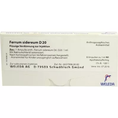 FERRUM SIDEREUM D 20 fiale, 8X1 ml