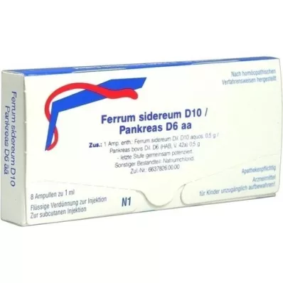 FERRUM SIDEREUM D 10/Pancreas D 6 aa fiale, 8X1 ml FERRUM SIDEREUM D 10/Pancreas D 6 aa fiale, 8X1 ml