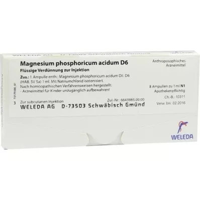 MAGNESIUM PHOSPHORICUM ACIDUM D 6 fiale, 8X1 ml MAGNESIUM PHOSPHORICUM ACIDUM D 6 fiale, 8X1 ml