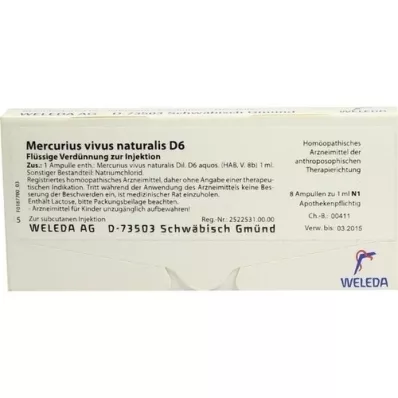 MERCURIUS VIVUS NATURALIS D 6 fiale, 8X1 ml MERCURIUS VIVUS NATURALIS D 6 fiale, 8X1 ml