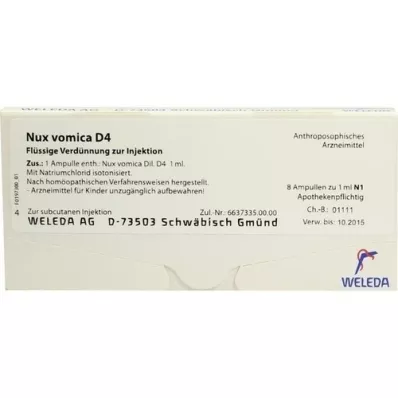 NUX VOMICA D 4 fiale, 8X1 ml NUX VOMICA D 4 fiale, 8X1 ml