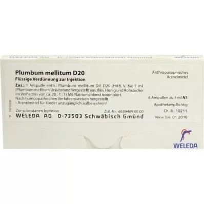 PLUMBUM MELLITUM D 20 fiale, 8X1 ml PLUMBUM MELLITUM D 20 fiale, 8X1 ml