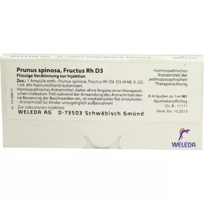 PRUNUS SPINOSA FRUCTUS Rh D 3 fiale, 8X1 ml