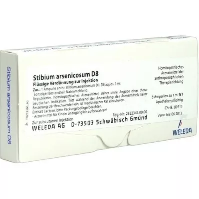 STIBIUM ARSENICOSUM D 8 fiale, 8X1 ml STIBIUM ARSENICOSUM D 8 fiale, 8X1 ml